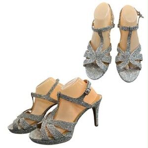 Thalia Glamorous Silver Strappy Heels S11